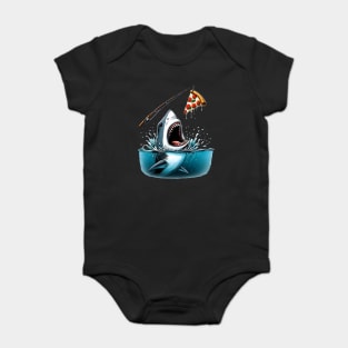 Funny Shark with Pizza, Pizza Lover Baby Bodysuit
